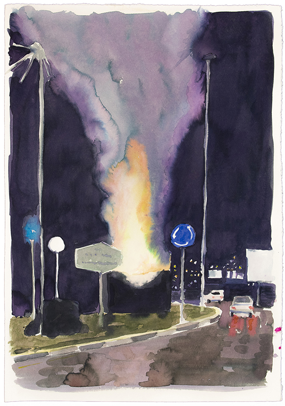 Ameen Moazami, Night No.2, 2022, gouache and watercolor on paper, 50x35 cm, $400 copy Ameen MoAzami - Image 1