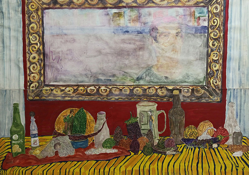 Aria Tehrani, Untitled, 2022, watercolor, acrylic and pigment on paper, diptych, 70x100 cm overall, (35x100 cm each panel), $550 copy Aria Tehrani - Image 1