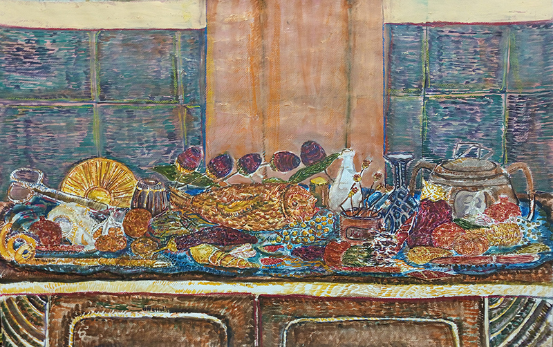 Aria Tehrani, Untitled, 2023, watercolor and antique powder on paper, 62x99 cm, $550 copy Aria Tehrani - Image 1
