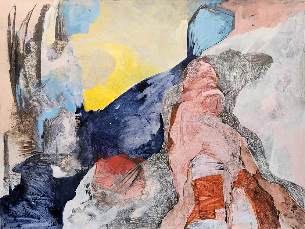 Boyeh Sadatnia, Untitled, 2025, acrylic, graphite pencil, graphite powder, ink and silverpoint on paper, 75x100 cm, $2800 copy Boyeh Sadatnia - Image 1