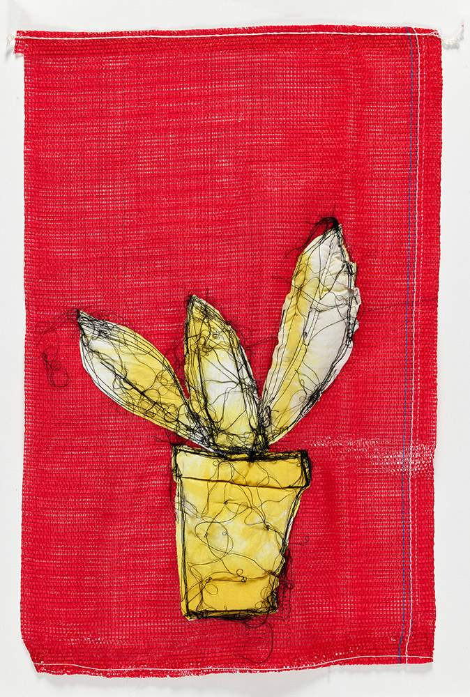 Laleh Memarardestani, Untitled from the Things series, 2025, turmeric-dyed fabric, thread and viscose stitched with sewing machine on plastic bag, 80x50x3 cm, $750 copy Laleh Memarardestani - Image 1