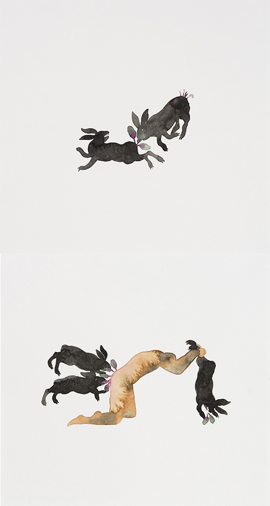 Maryam Mohry, The Plant That Was Your Body, 2021, watercolor on paper, 23x24.5 cm each, 46x24.5 cm (overall), $500 copy Maryam Mohry - Image 1