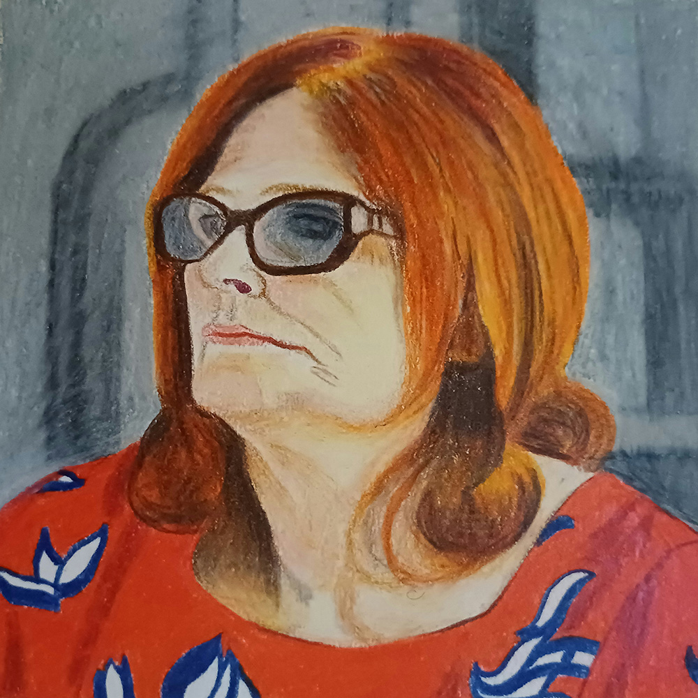 Mina Mohammadi, People in Front of Me 2, 2017, color pencil on cardboard, 8x8 cm, $100 copy Mina Mohammadi - Image 1