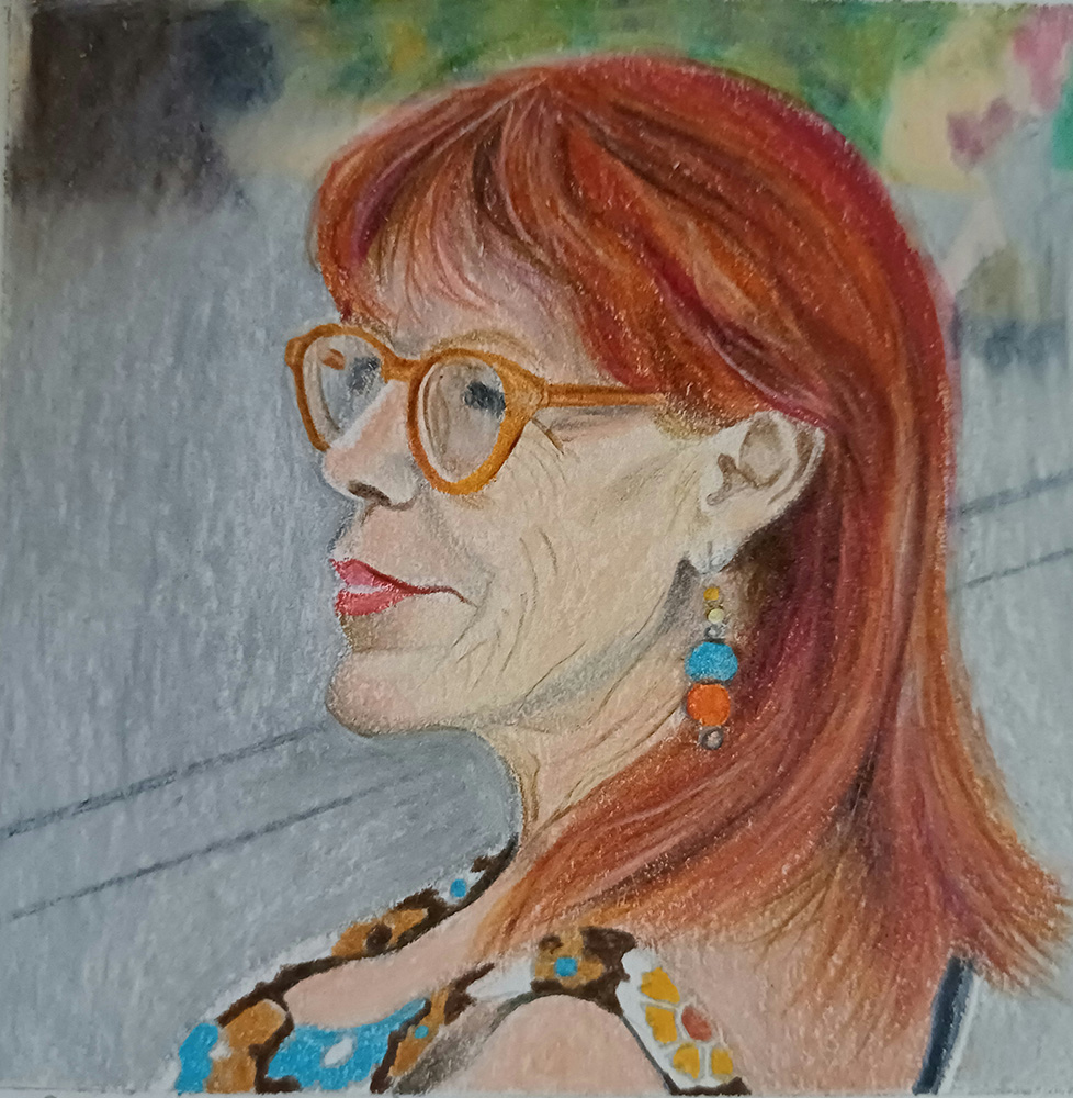 Mina Mohammadi, People in Front of Me 9, 2018, color pencil on cardboard, 8x8 cm, $100 copy Mina Mohammadi - Image 1