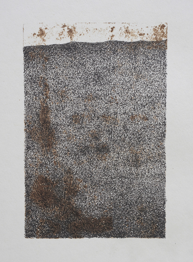 Mohammad Hassanzadeh, Untitled from the Surface Layers 1 series, 2020 - 2021, ink and crude oil on paper, 15x10 cm, $1500 (2) copy Mohammad Hassanzadeh - Image 1