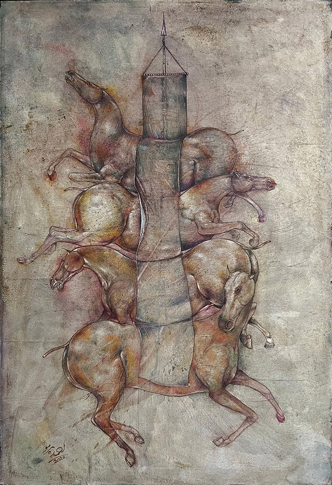 Ahmad_Parmoo_Mixed_Media_on_Canvas_120x80_2022_Signed_in_Farsi_Ahmad copy Ahmad Parmoo - Image 1