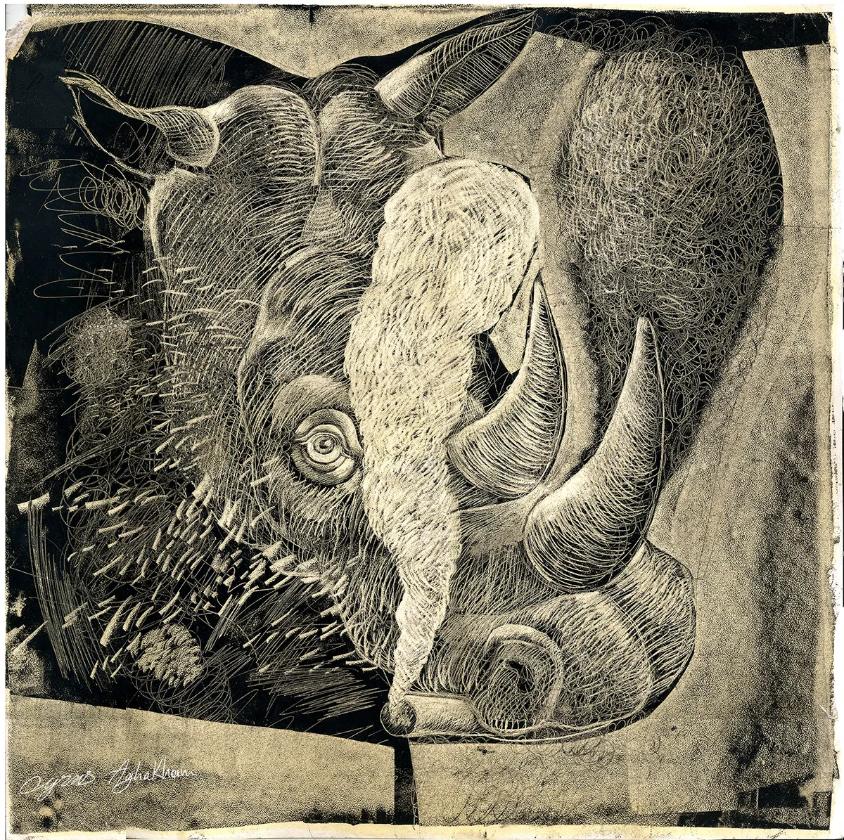 Cyrus Aghakhani - 35 x 35 cm - 2021 - title Rhiinoceros - 450 $ copy_11zon Sirous Aghakhani - Image 1