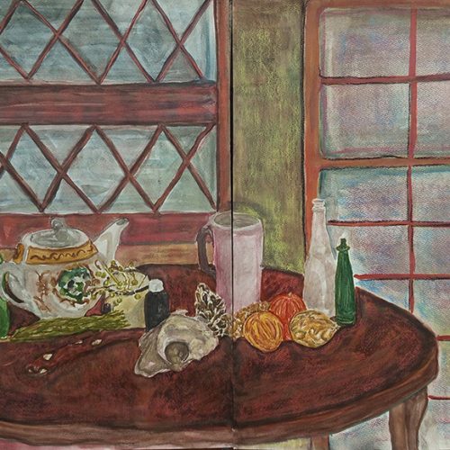 Aria Tehrani, Untitled, 2022, watercolor and chalk pastel on paper, 70x100 cm overall, (70x50 cm each panel), $550 copy