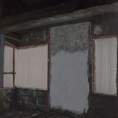 Homa Abdollahi, Untitled, 2020, wood stain, automotive paint, oil and alkyd paint on sanded aluminum sheet, 100x70 cm