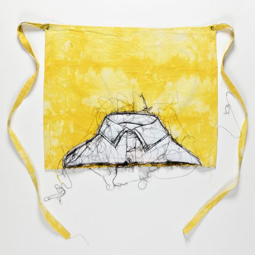 Laleh Memarardestani, Untitled from the Things series, 2025, turmeric-dyed fabric, thread and viscose stitched with sewing machine, 60x72x2 cm, $800 copy