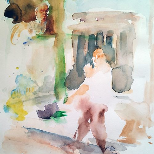 Untitled,35×24cm,Watercolor on cardboard copy